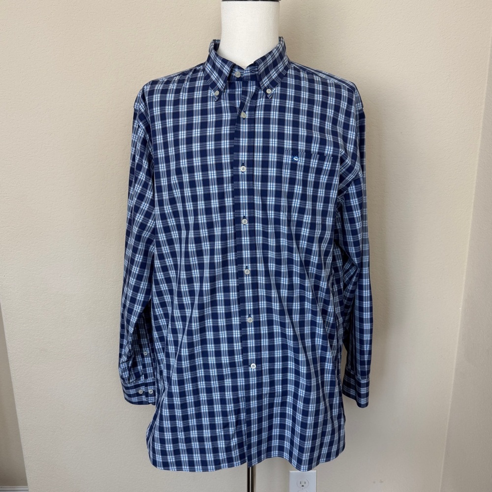 Southern Tide Men’s Blue Check Long Sleeve Button Down | Size XL